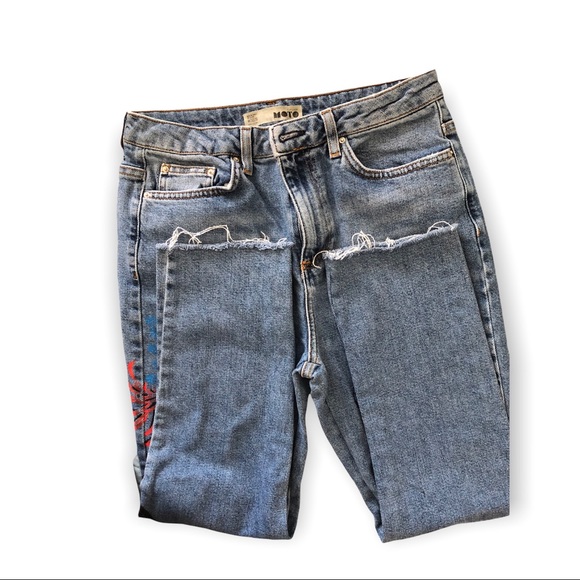 TOPSHOP Painted Straight leg Jeans - Picture 7 of 8